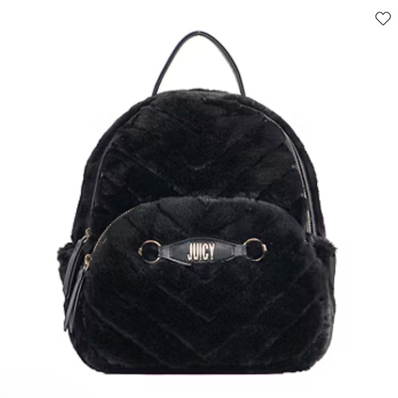 🖤Juicy by Juicy Couture Love Faux Fur Black Backpack🖤 - Picture 1 of 3